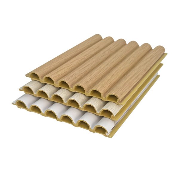 159liuyuanban-1-kaobei Indoor WPC 150 Six Semicircular Fluted Panels-B004-Moisture Resistant Wall Design with Thermal Insulation